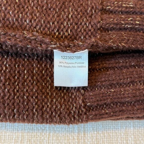 OntWelfth Metallic Knit Sleeveless Sweater Vest with Pearls – Brown Shimmer, XL - Picture 10 of 15